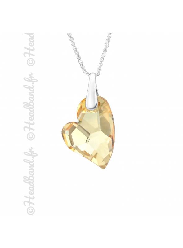 Chaîne avec pendentif coeur Swarovski golden shadow