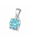 Pendentif argent 6 mm stud zirconium bleu