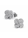 Boucles d'oreilles fleur micro-pavée argent massif