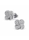 Boucles d'oreilles fleur micro-pavée argent massif
