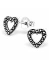 Clous d'oreilles coeur ethnique argent