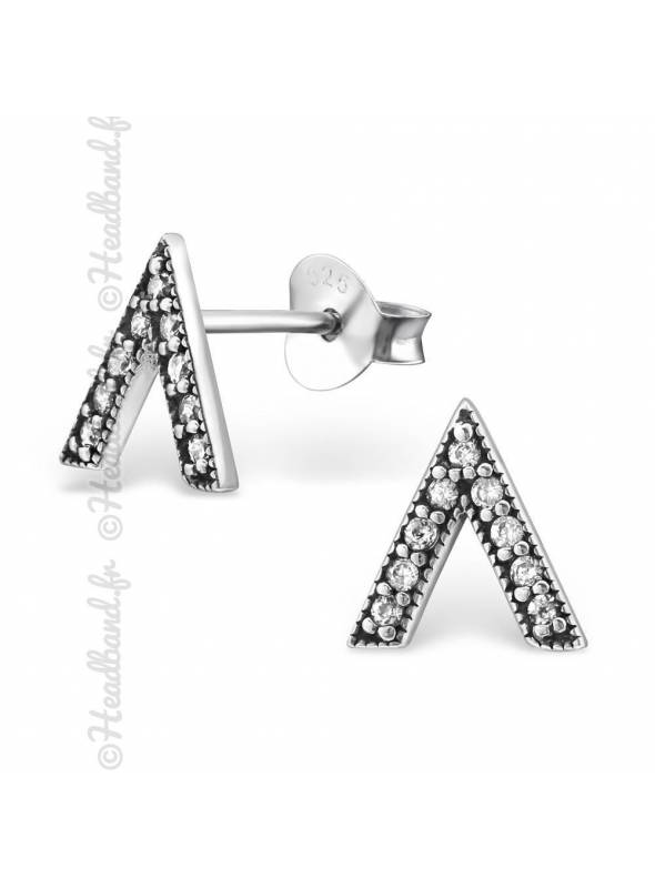 Clous d'oreilles triangle zirconium argent massif