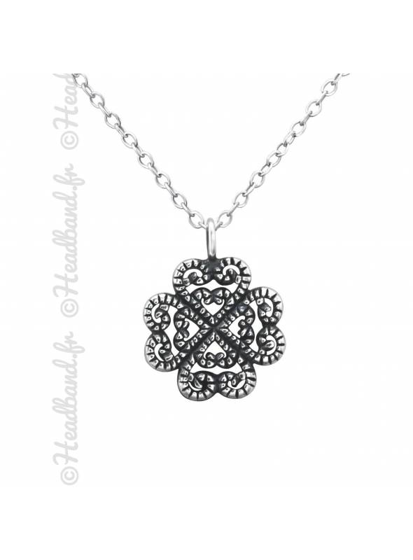 Collier médaille antique argent massif