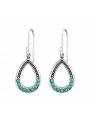 Boucles d'oreilles ovales perles turquoise argent massif