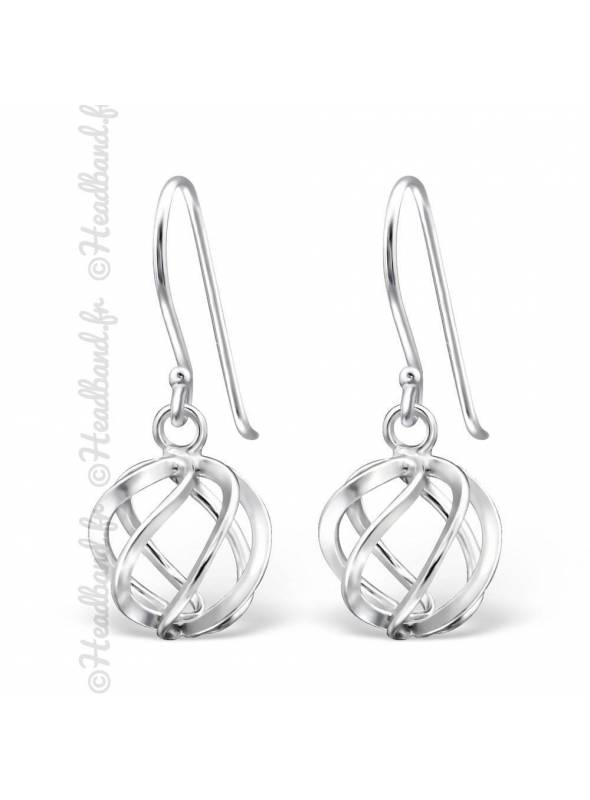 Boucles d'oreilles boule argent massif