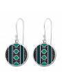 Boucles d'oreilles motifs epoxy vert argent 925