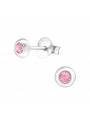 Clous d'oreilles argent 925 stud rond Swarovski rose