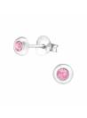 Clous d'oreilles argent stud rond Swarovski rose