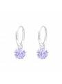 Créoles argent massif stud rond Swarovski violet