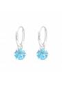 Créoles argent massif stud rond Swarovski aquamarine