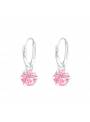 Créoles argent massif stud rond Swarovski rose