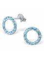 Clous d'oreilles argent 925 cercle strass aqua