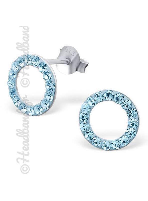 Clous d'oreilles argent 925 cercle strass aqua