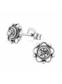 Clous d'oreilles fleur avec cristal Swarovski black diamond