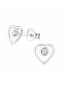 Clous d'oreilles coeur cristal Swarovski® blanc