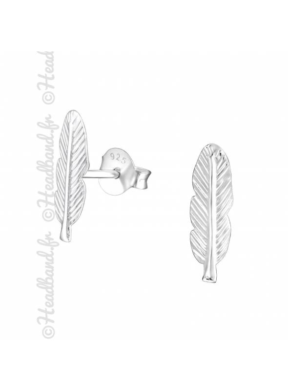 Clous d'oreilles motif feuille argent massif