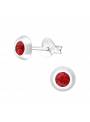 Clous d'oreilles argent 925 cristal Swarovski® rond rouge