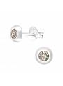 Clous d'oreilles argent 925 cristal Swarovski® rond greige