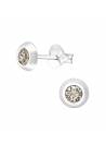 Clous d'oreilles cristal Swarovski rond greige
