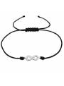 Bracelet cordon noir signe infini argent