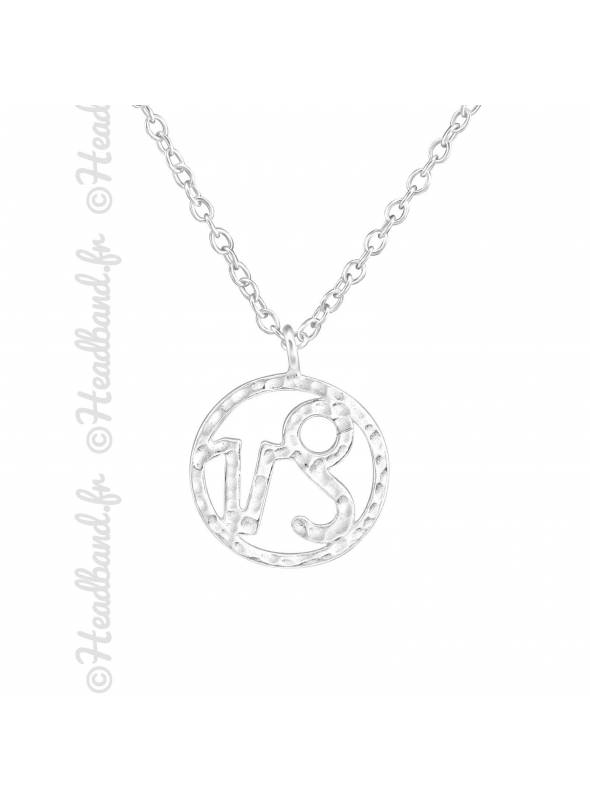 Collier argent massif signe astro capricorne