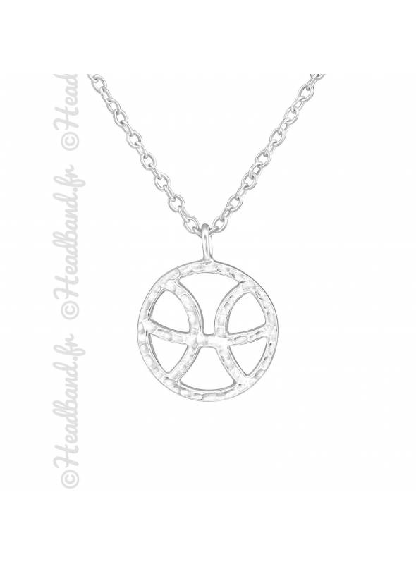 Collier argent massif signe astro poisson