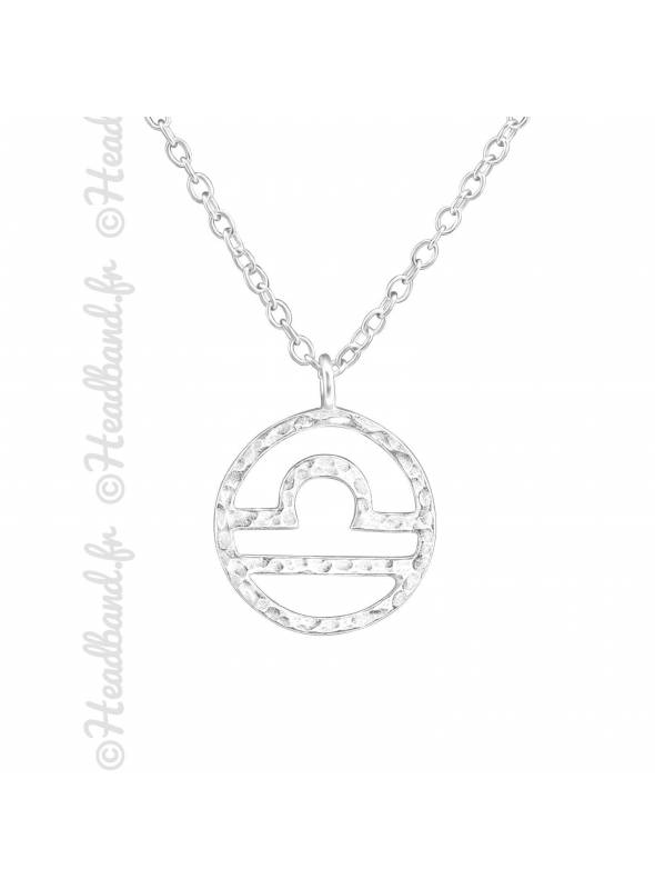 Collier argent massif signe astro balance