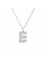 Collier argent strass zirconium lettre E