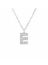 Collier argent strass zirconium lettre E