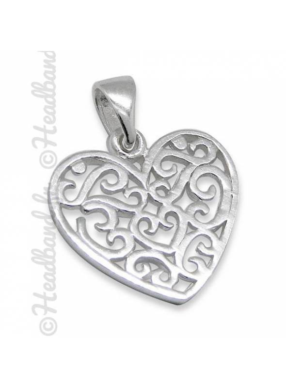 Pendentif coeur arabesques argent 925