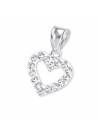 Pendentif argent massif coeur zirconium blanc