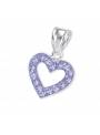 Pendentif argent massif coeur zirconium violet