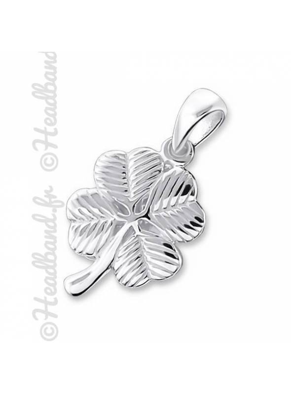 Pendentif trèfle bonheur texturé argent 925