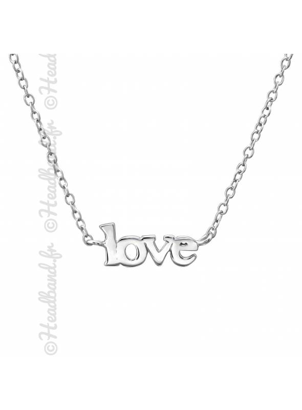 Collier inscription love argent massif