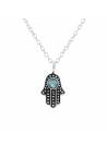 Collier main de Fatma oeil de chat argent