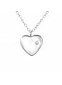 Collier médaillon coeur strass blanc argent 925