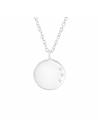 Collier médaillon rond strass argent