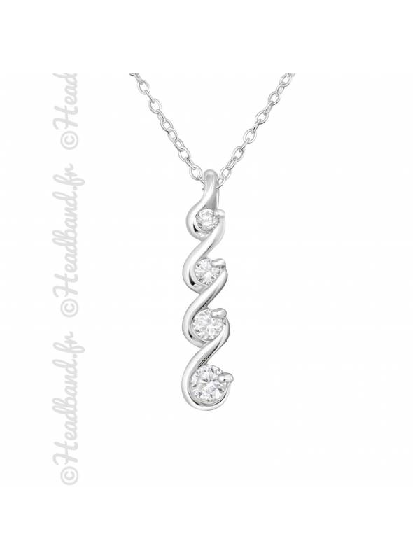 Collier torsade zirconium blanc argent 925