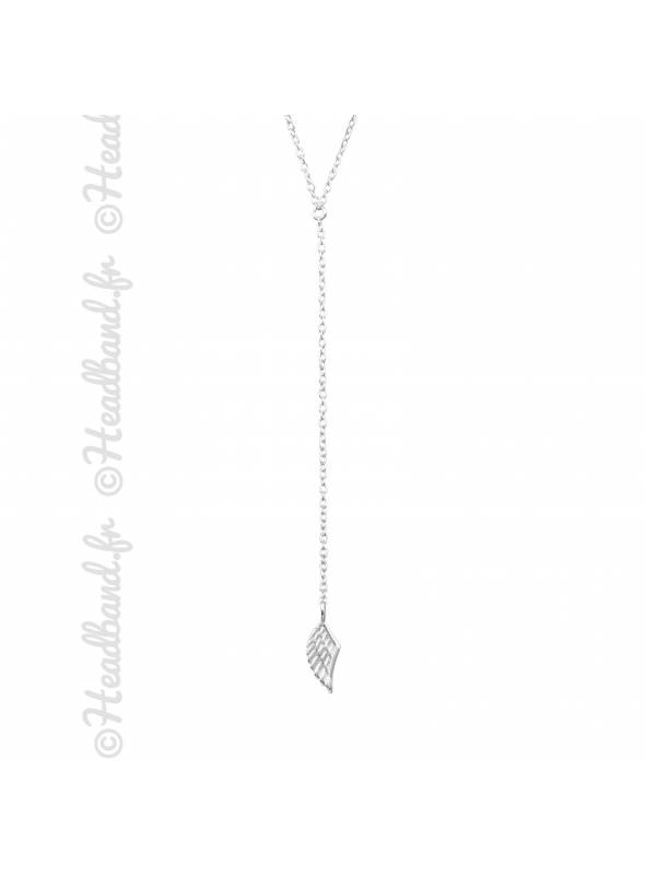 Collier forme Y aile pendentif d'ange argent 925