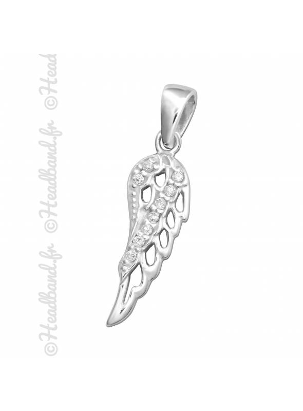 Pendentif aile d'ange ajourée strass argent 925