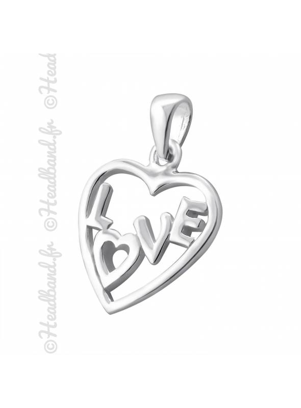 Pendentif coeur inscription love argent 925