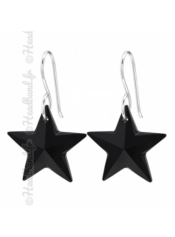 Boucles d'oreilles cristal étoile Swarovski® jet