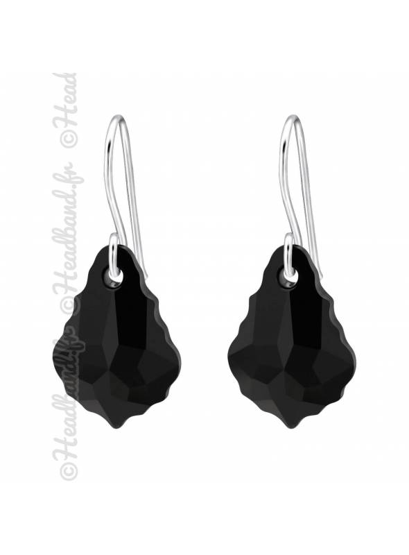 Boucles d'oreilles cristal baroque Swarovski® jet