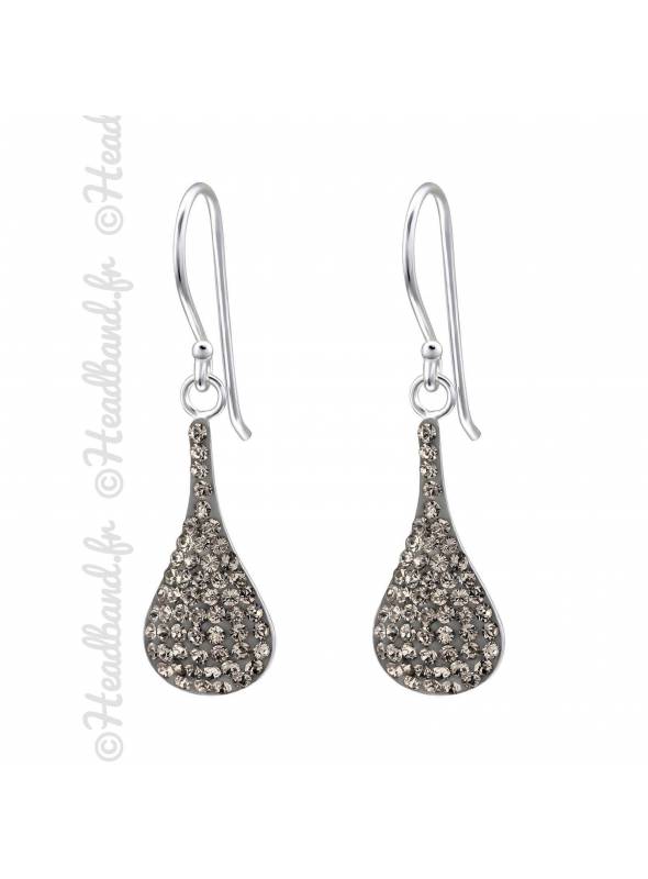 Boucles d'oreilles soirée cristal Swarovski® greige