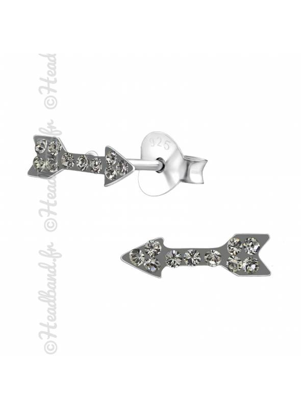 Clous d'oreilles flèche cristaux Swarovski® black diamond