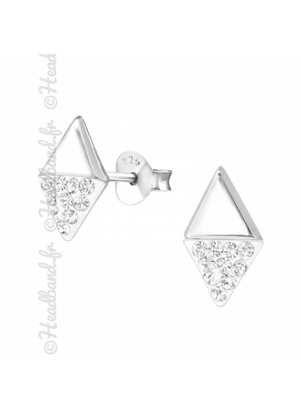 Clous d'oreilles marquise cristaux Swarovski® blanc