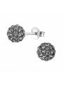 Clous d'oreilles boule strass black diamond argent 925