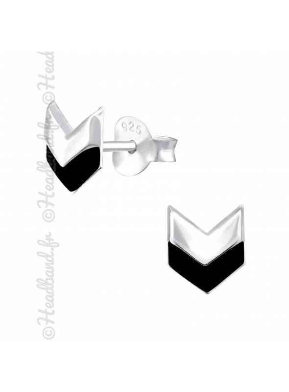 Boucles chevrons bicolores argent 925
