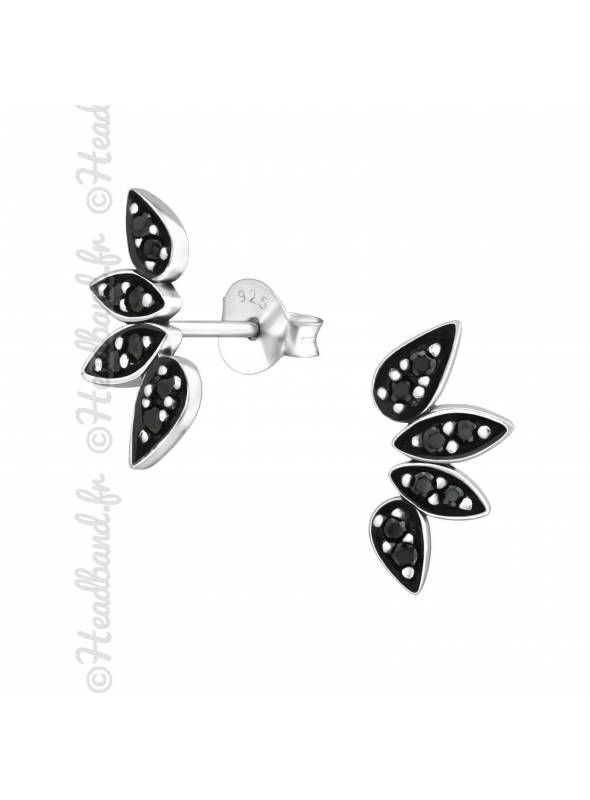 Clous d'oreilles black spinel argent 925