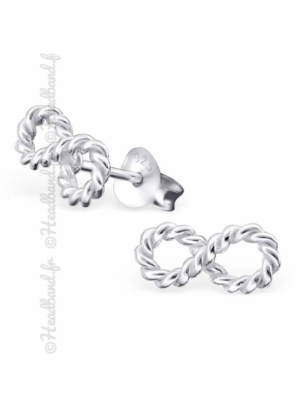 Clous d'oreilles signe infini torsadé argent 925